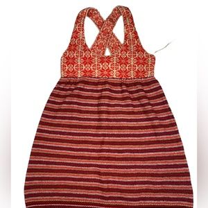 Free People Women size XS Knit Red Boho Sweater Tank Tunic